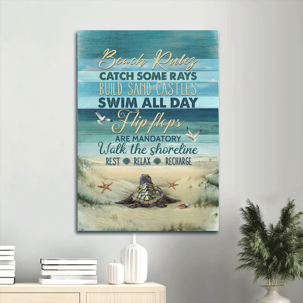 Christian Home Decor Gift: Jesus Baby Sea Turtle & Beach Rules Poster Christian Home Decor Gift: Jesus Baby Sea Turtle & Beach Rules Poster