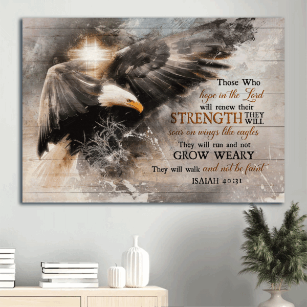 Christian Home Decor Gift: Jesus Landscape Poster with Bald Eagle and Cross Symbol