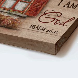 Autumn Jesus Landscape Poster - Red Cardinal Vintage Windows Cranberry Decor Gift for Christian - Be Still & Know 1