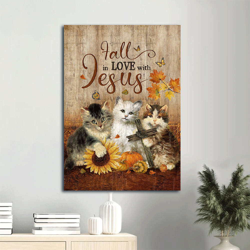 Autumn Jesus Portrait Poster – Cute Kittens Pumpkin Drawing Christian Home Decor Gift Autumn Jesus Portrait Poster – Cute Kittens Pumpkin Drawing Christian Home Decor Gift
