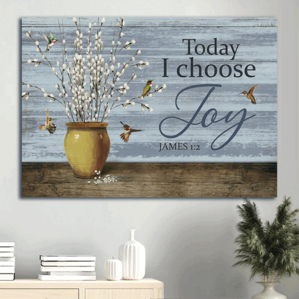 Christian Home Decor Poster Gift – Jesus Landscape & Hummingbird Design – Today I Choose Joy
