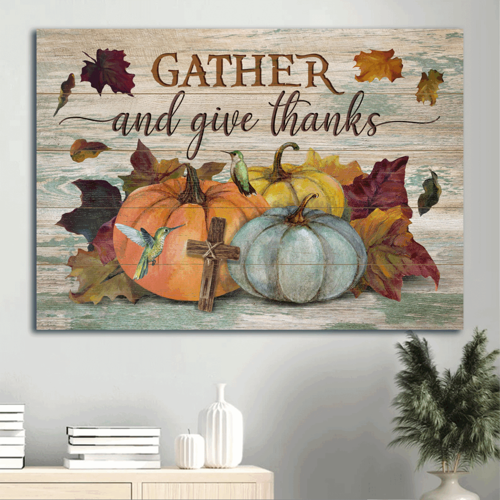 Autumn Jesus Landscape Poster: Colorful Pumpkin Watercolor Hummingbird Wooden Cross – Perfect Christian Home Decor Gift for Gather And Give Thanks Autumn Jesus Landscape Poster: Colorful Pumpkin Watercolor Hummingbird Wooden Cross – Perfect Christian Home Decor Gift for Gather And Give Thanks