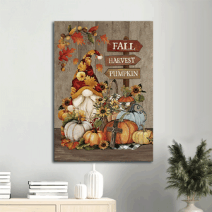 Autumn Jesus Portrait Poster - Pumpkin Drawing Fall Harvest Decor Gift for Christian