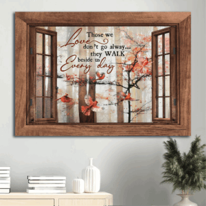 Autumn Jesus Landscape Poster with Red Cardinal - Christian Home Decor Gift