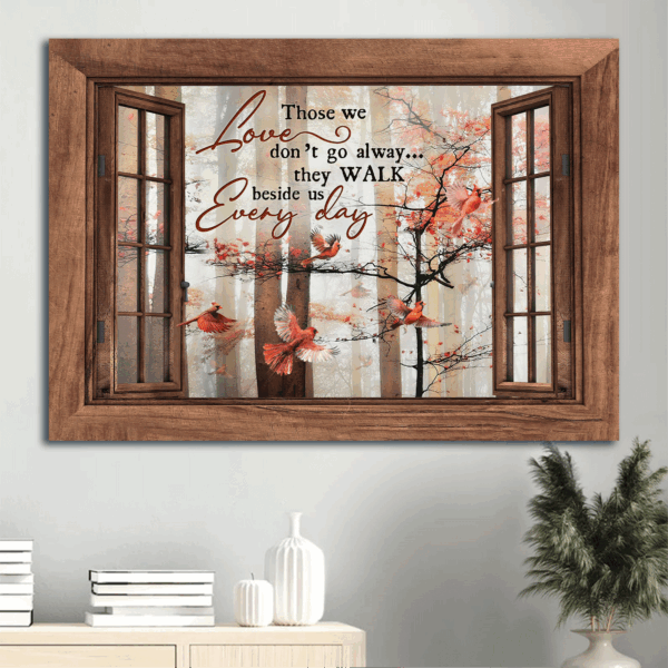 Autumn Jesus Landscape Poster with Red Cardinal – Christian Home Decor Gift