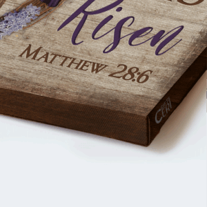 Christian Home Decor Poster - Jesus Landscape with Cross Butterfly Floral Wreath Purple Silk - He Is Risen Gift 3