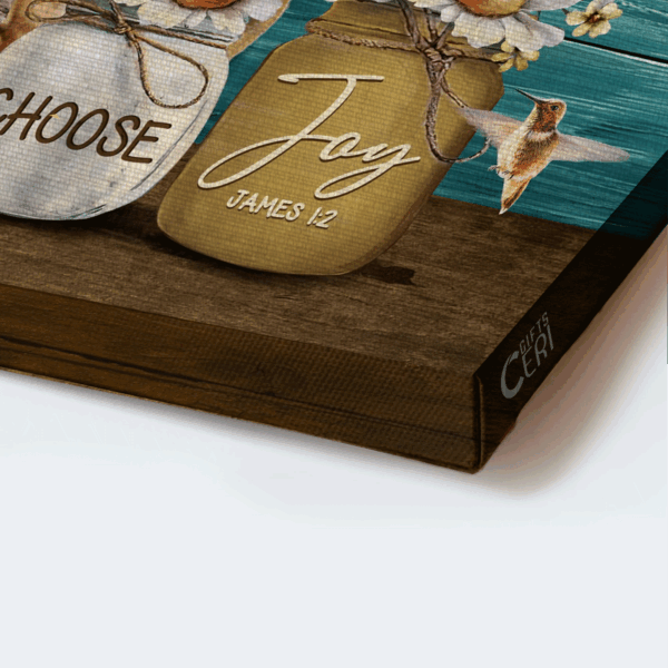 Jesus Landscape Poster Home Decor Gift – Joyful Christian Gift with Daisy Vase Hummingbird and Yellow Cat