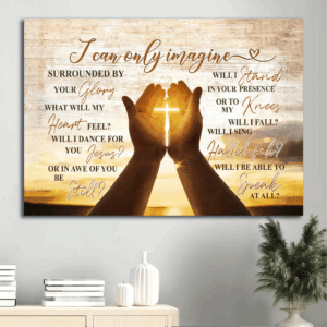 Jesus Landscape Poster Home Decor Gift - Cross Pray Hand Of Jesus - Christian Gift