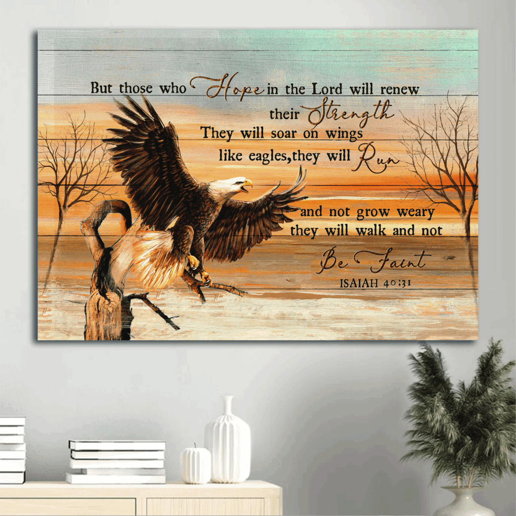 Jesus Landscape Poster: Eagle Drawing & Sunset Painting Home Decor Gift for Christians – Renew Strength in the Lord Jesus Landscape Poster: Eagle Drawing & Sunset Painting Home Decor Gift for Christians – Renew Strength in the Lord