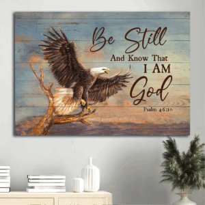 Christian Home Decor Gift: Jesus Landscape & Eagle Sunset Poster - Be Still And Know God