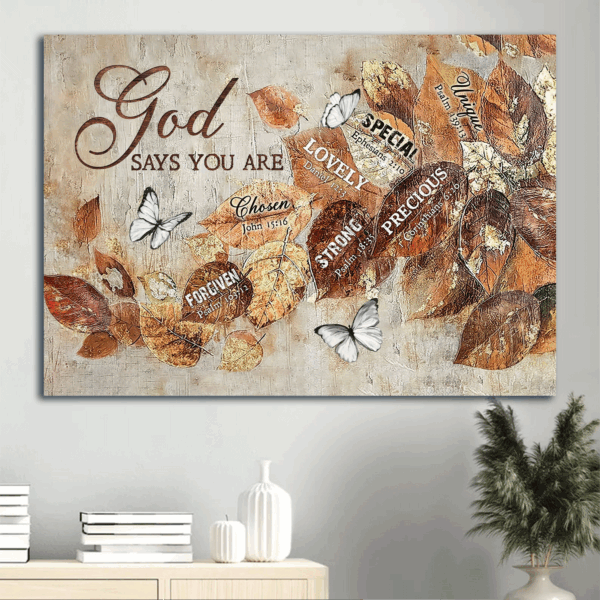 Jesus Landscape & White Butterfly Poster Home Decor Gift – Autumn Leaves Christian Art