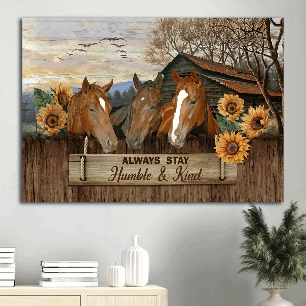 Jesus Landscape and Sunflower Horse Poster: Tranquil Farm Home Decor Gift for Christian – Stay Humble and Kind Jesus Landscape and Sunflower Horse Poster: Tranquil Farm Home Decor Gift for Christian – Stay Humble and Kind