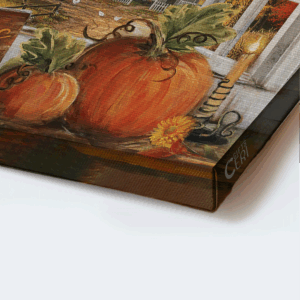 Fall for Jesus Landscape Poster - Autumn Painting Pumpkin & Halloween Art - Farmhouse Decor Gift for Christian 1