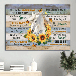 Jesus Landscape Poster: Horse Sunflower Orange Butterfly Home Decor Gift for Christian - New Day