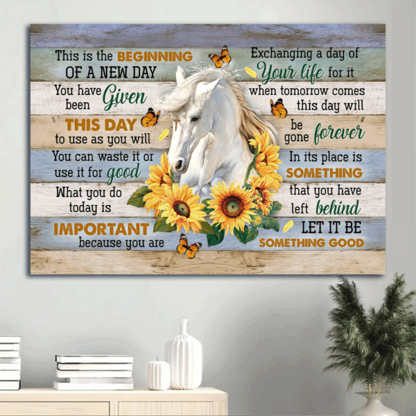 Jesus Landscape Poster: Horse Sunflower Orange Butterfly Home Decor Gift for Christian – New Day