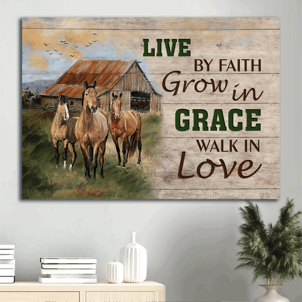 Jesus Landscape Poster Home Decor Gift – Peaceful Meadow Farm Animals – Gift for Christian – Live By Faith & Walk In Love Jesus Landscape Poster Home Decor Gift – Peaceful Meadow Farm Animals – Gift for Christian – Live By Faith & Walk In Love