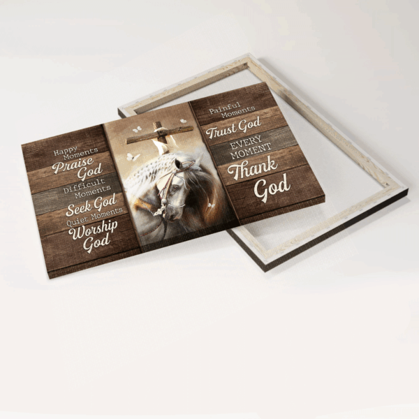 Christian Home Decor Gift: Jesus Landscape Poster with Horse Painting and White Butterfly