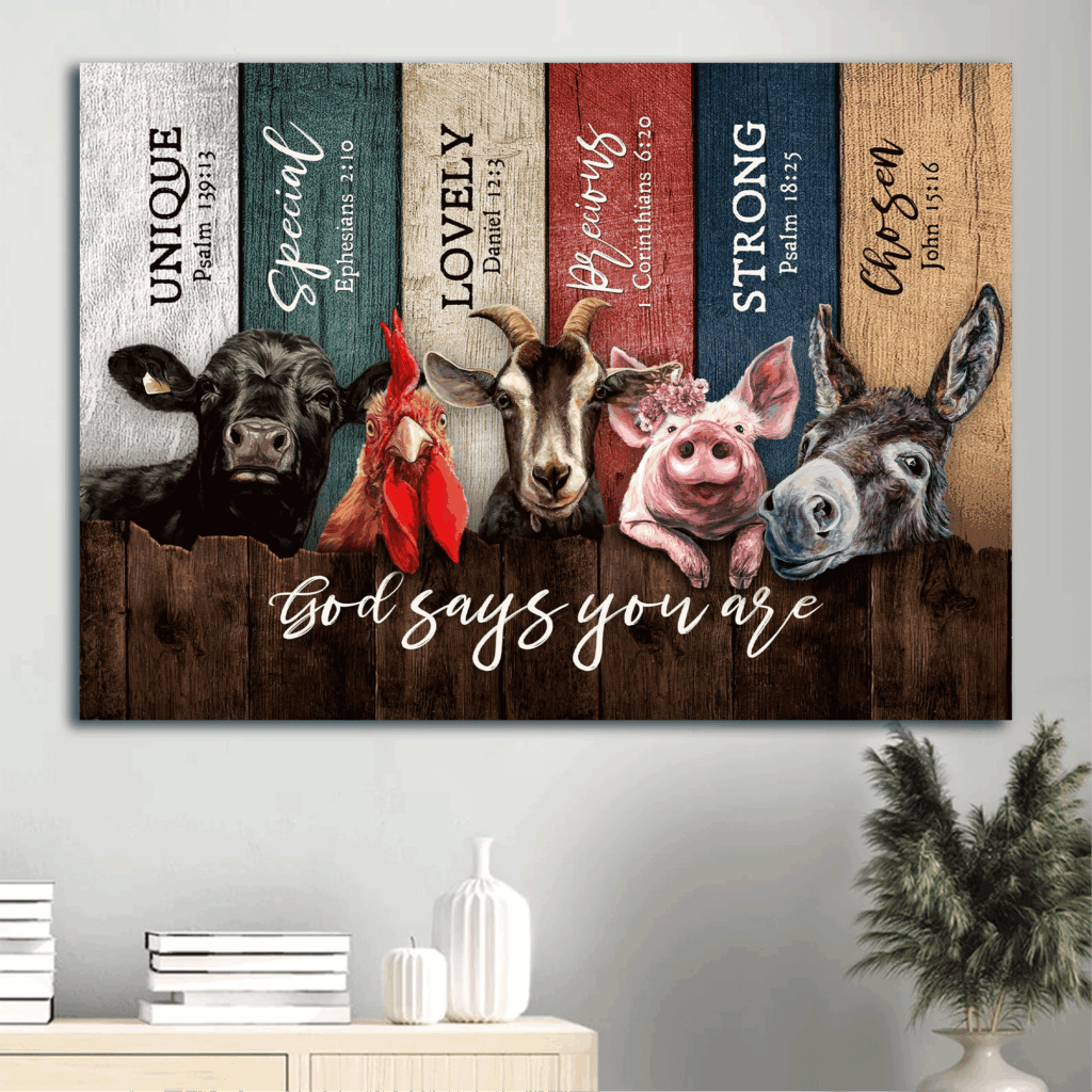 Jesus Landscape Poster: Animal Farm Painting Home Decor Gift for Christian & Farm Lover Jesus Landscape Poster: Animal Farm Painting Home Decor Gift for Christian & Farm Lover