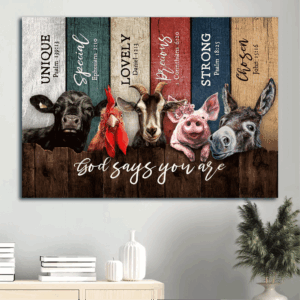Jesus Landscape Poster: Animal Farm Painting Home Decor Gift for Christian & Farm Lover