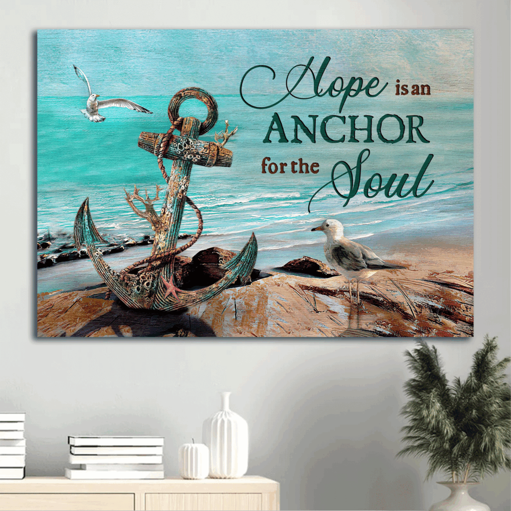 Jesus Landscape Poster Home Decor Gift – Antique Anchor Brilliant Ocean Seagull Blue Ocean – Gift For Christian – Hope Is An Anchor For The Soul Jesus Landscape Poster Home Decor Gift – Antique Anchor Brilliant Ocean Seagull Blue Ocean – Gift For Christian – Hope Is An Anchor For The Soul