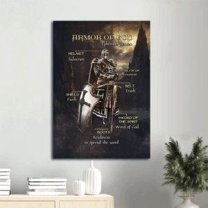 Armor of God Jesus Portrait Poster: Warrior Painting Home Decor Gift for Christian