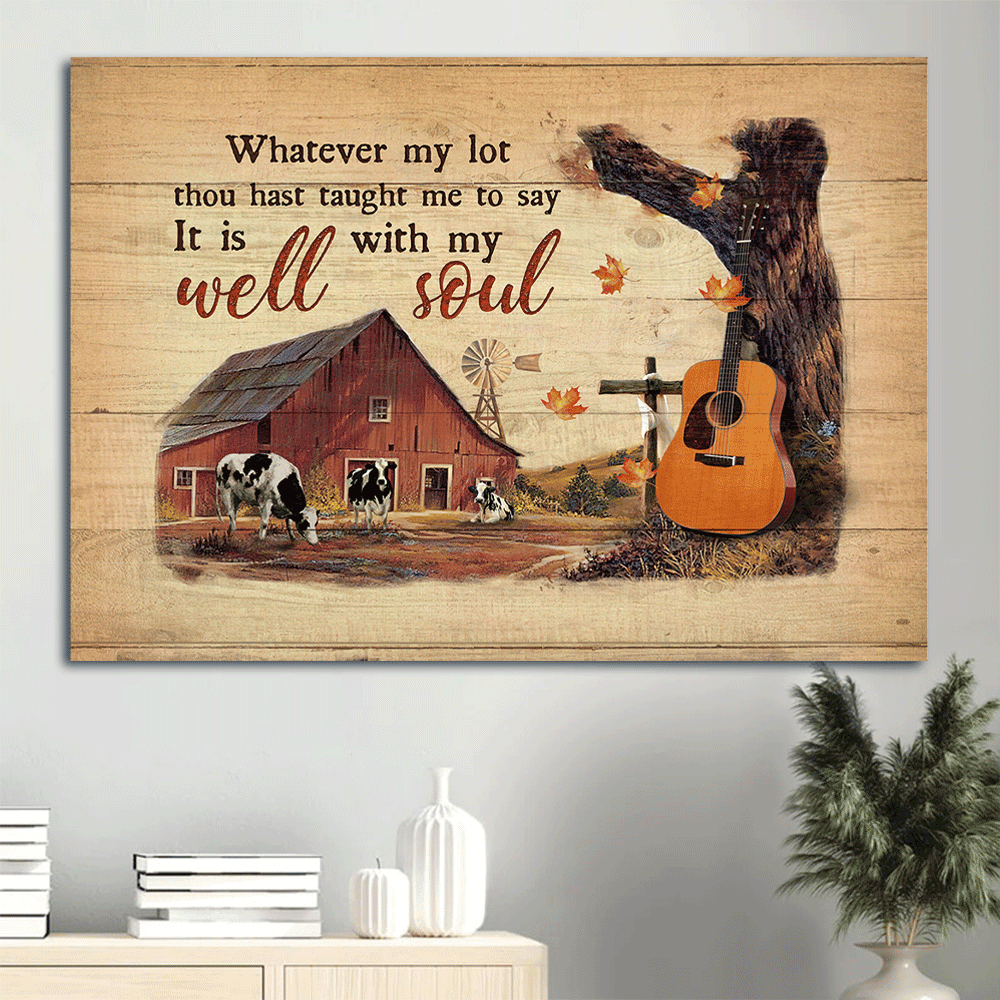 Autumn Farm & Cow Landscape Poster – Christian Home Decor Gift with Inspirational Quote Autumn Farm & Cow Landscape Poster – Christian Home Decor Gift with Inspirational Quote