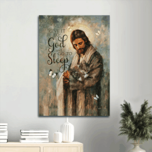 Jesus Portrait Poster Home Decor Gift - Beautiful Christian Art with Cat and Butterfly - Perfect Gift for Believers