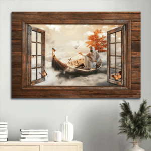 Stunning Jesus Landscape & Painting Poster Home Decor Gift for Christians - Boat Butterfly Christ