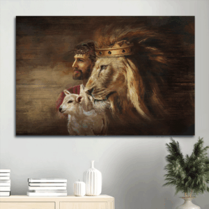 Jesus Landscape Poster Home Decor Gift - Stunning Lion & Lamb Artwork - Christian Wall Art