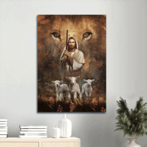 Jesus Portrait Poster Home Decor Gift - Stunning Painting with White Lamb and Lion s Eyes - Perfect Gift for Christian