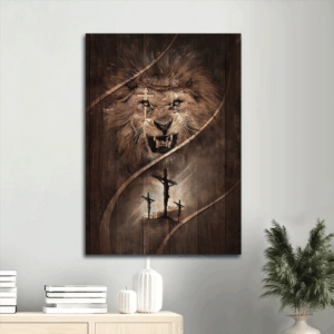 Jesus Lion of Judah Cross Portrait Poster - Christian Home Decor Gift