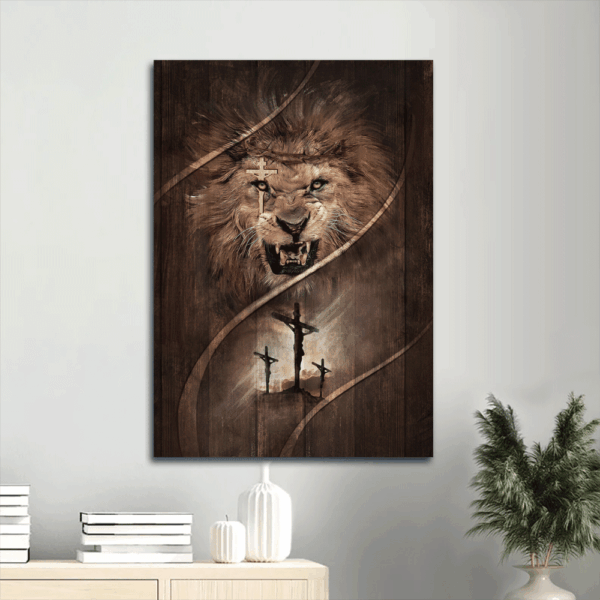 Jesus Lion of Judah Cross Portrait Poster – Christian Home Decor Gift