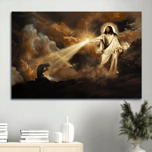 Jesus Landscape Poster Home Decor Gift - Heavenly Halo Healing Prayers Christian Gift