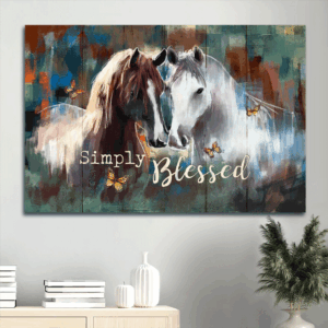 Christian Home Decor Gift: Jesus Landscape & Simply Blessed Poster with Horse Painting & Monarch Butterfly - Perfect Gift for Christians