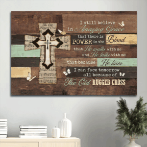 Christian Home Decor: Jesus & White Butterfly Landscape Poster Set with Amazing Grace & The Old Rugged Cross Music Sheets