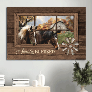 Jesus Landscape Poster Home Decor - Stunning Horse Farm and Windmill Art - Simply Blessed Gift for Christians