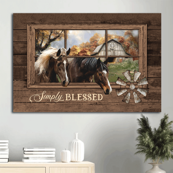 Jesus Landscape Poster Home Decor – Stunning Horse Farm and Windmill Art – Simply Blessed Gift for Christians