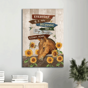 Jesus Portrait Poster Home Decor Gift - Horse Sunflower Hummingbird - Christian Gift - New Beginnings