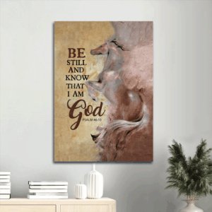 Jesus Portrait Poster Home Decor Gift - Stunning Horse Drawing on Yellow Background - Gift for Christian - Be Still And Know That I Am God
