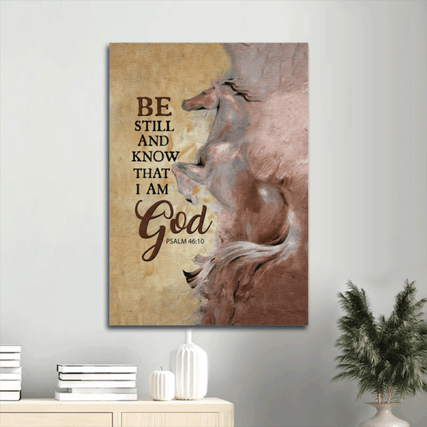 Jesus Portrait Poster Home Decor Gift – Stunning Horse Drawing on Yellow Background – Gift for Christian – Be Still And Know That I Am God