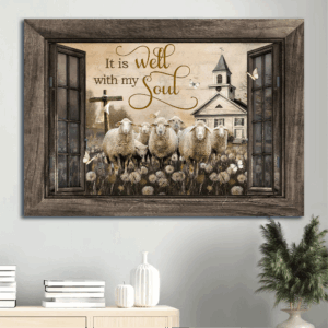 Jesus Landscape Poster Home Decor Gift - Lamb Of God Dandelion Field Church Landscape - Gift For Christian - It Is Well With My Soul