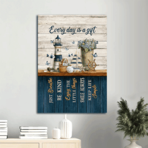Christian Home Decor Poster: Jesus Portrait with Lighthouse Sailboat Marine Life and Butterfly - Gift for Every Day