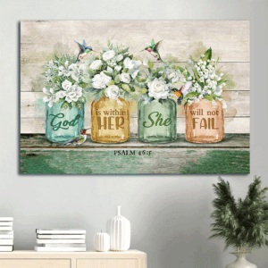 Christian Home Decor Gift- Jesus Landscape Poster with Hummingbird and White Flowers