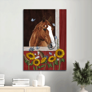Jesus Portrait Poster: Horse Sunflower Butterfly Home Decor Gift for Christian & Horse Lover