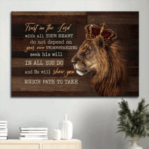 Jesus Lion & Crown Landscape Poster Home Decor Gift - Christian Trust In The Lord