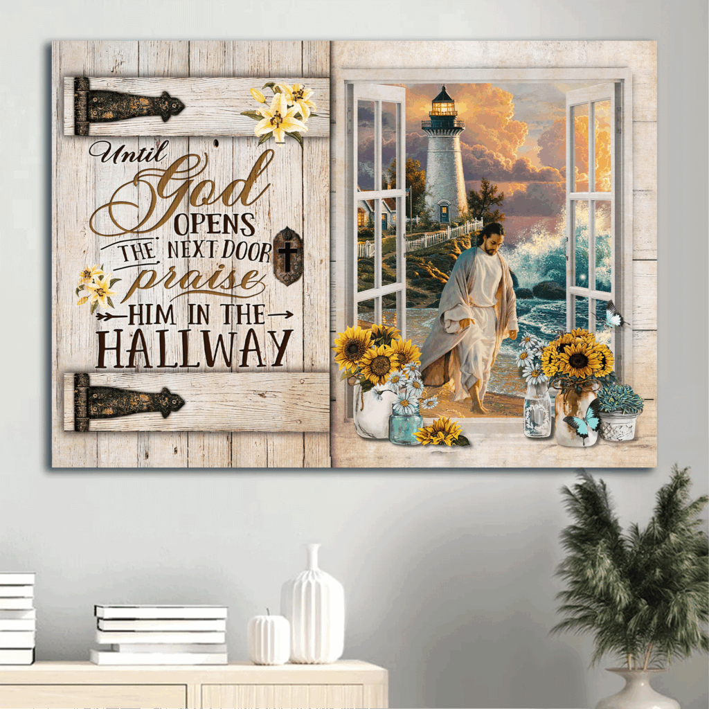 Jesus Walking on Water & Sunflower Landscape Poster – Religious Christian Home Decor Gift Jesus Walking on Water & Sunflower Landscape Poster – Religious Christian Home Decor Gift