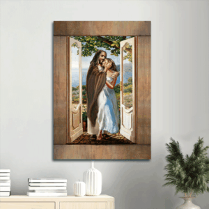 Beautiful Jesus Portrait Poster: Girl Walking in Forest - Christian Home Decor Gift