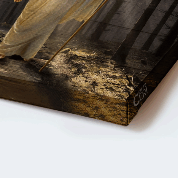 Abstract Jesus Landscape Poster: Inspirational Religious Home Decor Gift with Miracle Light in Forest