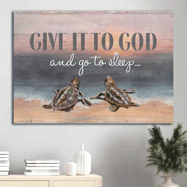 Seaturtle Beach Jesus Landscape Poster – Inspirational Religious Gift for Christian Home Decor