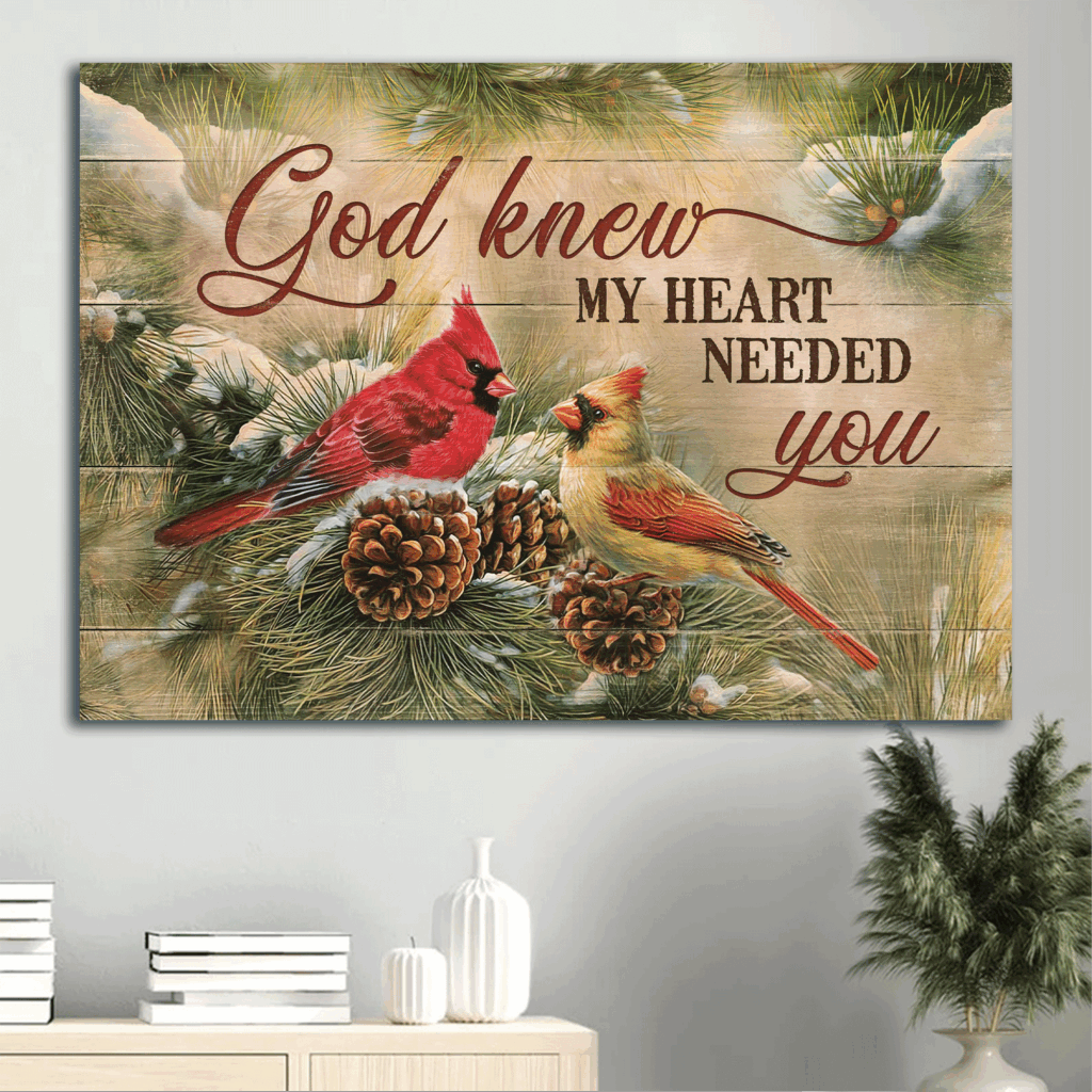 Jesus & Cardinal Landscape Poster: Perfect Christian Home Decor Gift – God Knew My Heart Needed You Jesus & Cardinal Landscape Poster: Perfect Christian Home Decor Gift – God Knew My Heart Needed You